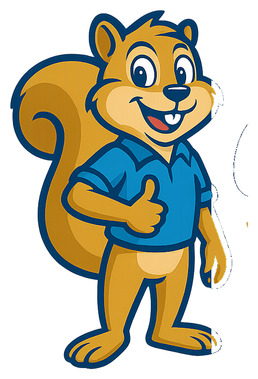 Zippy the QuickSplit squirrel giving a thumbs up